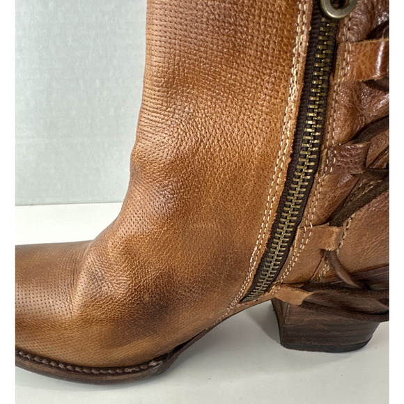 Bed Stu Blaire Leather Ankle Boot Tan Rustic Cobbler Lace Boots Women's Size 9 - Picture 8 of 16